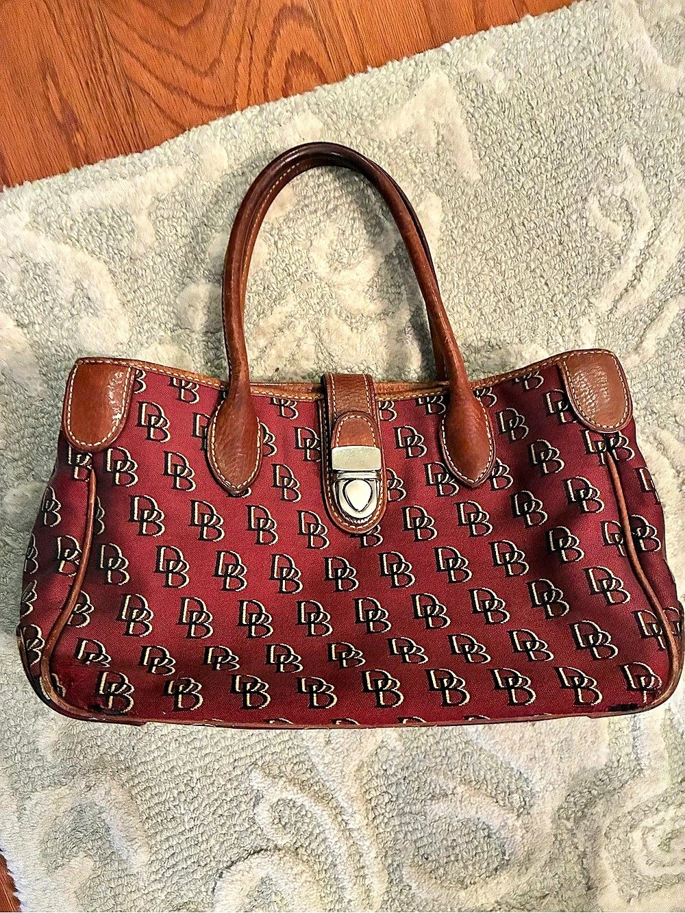 Dooney & Bourke Monogram Tote in Red & Brown